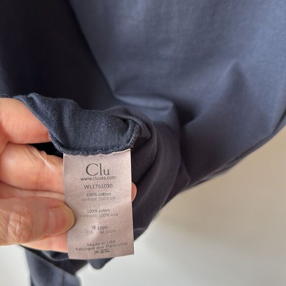 Anthropologie CLU Cotton Silk Navy Jersey Dress Cold Shoulder Flutter Sleeve - Picture 6 of 8